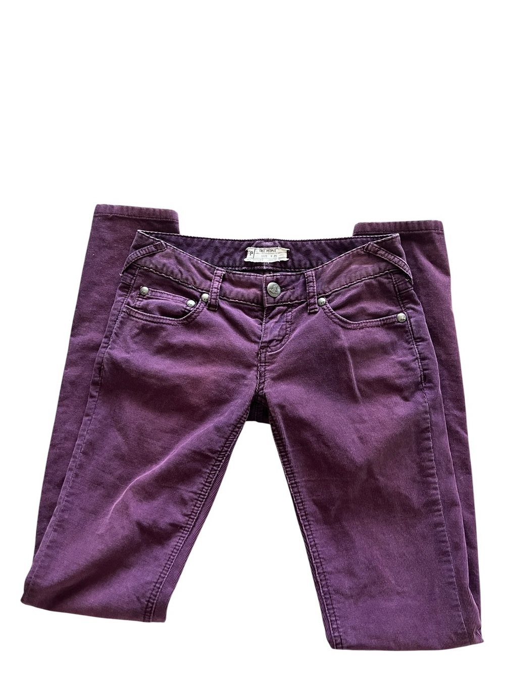 Free People Plum Corduroy Skinny Jeans Pants W25 Stretch